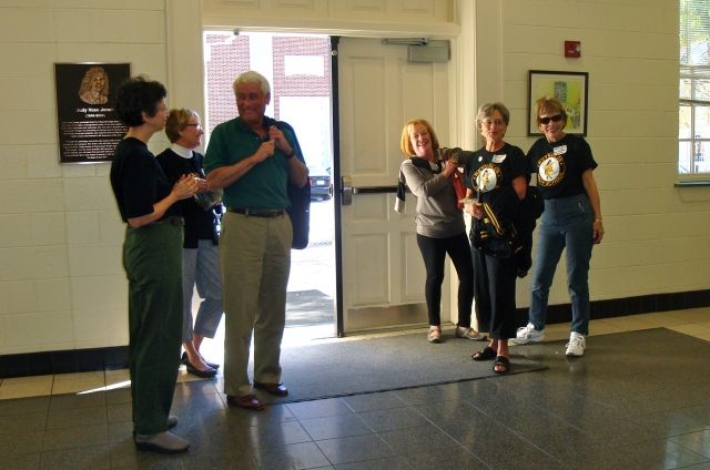 The tour Saturday morning - in the new Arts Center - Anne Herndon, Joan Waller Lide, Charlie Sprinkle, Caroline Carlton John, Merry Swanson Barber, Kay Cockerham Modlin