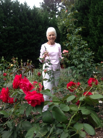 Kay(Cockerham) Modlin in her rose garden